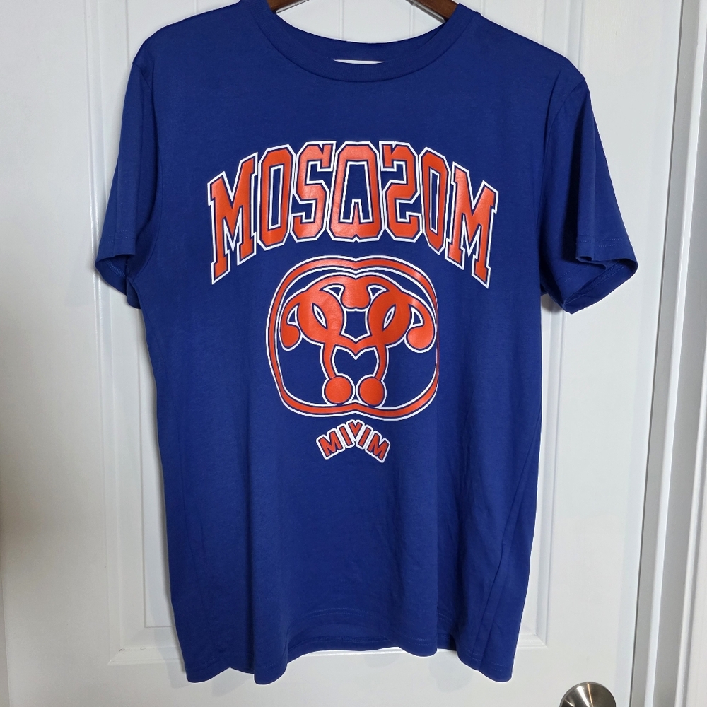 Moschino Blue Orange Logo Cotton Short Sleeve‎ T Shirt